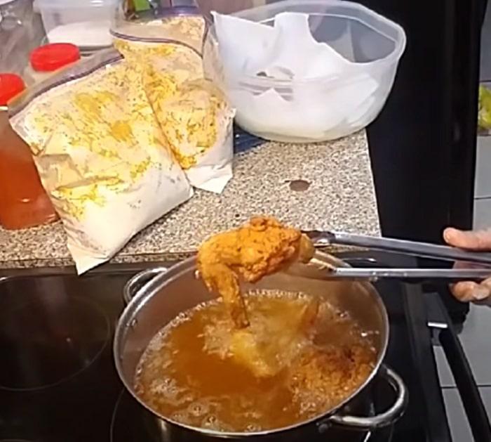 Deep fried mustard chicken with French's mustard