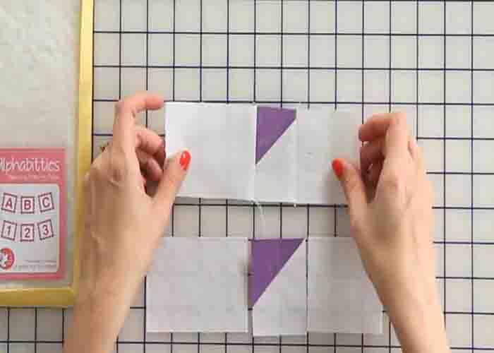 Making the basket bottom unit for the tisket tasket quilt block