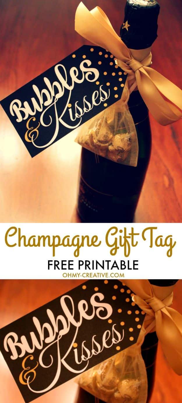 Champagne Gift Tag, a handmade wrapping accent, a choice that fits any birthday or holiday on the calendar