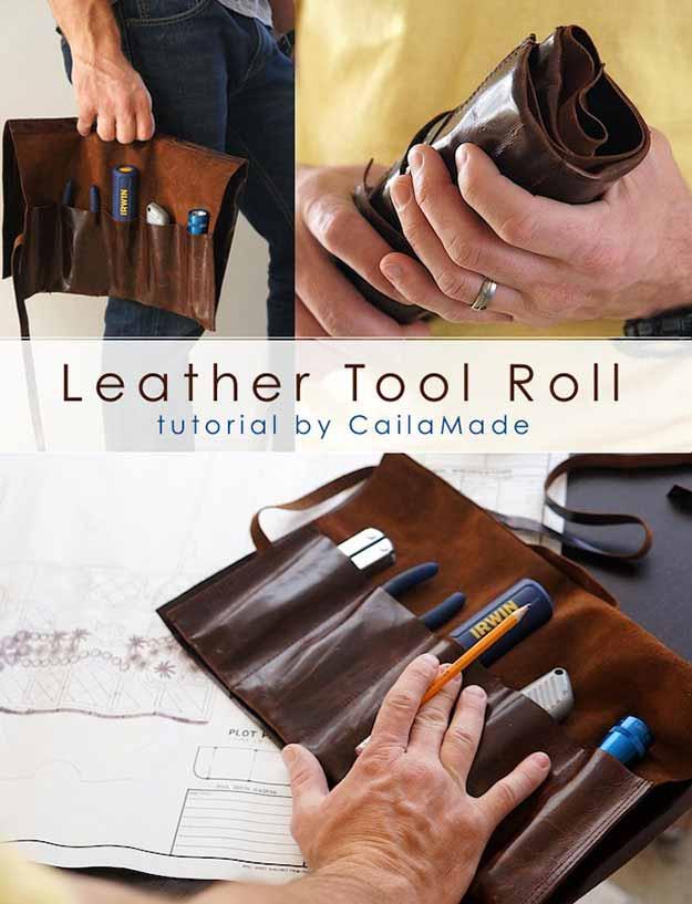 Easy DIY Gifts for Men | Leather Crafts for Guys | DIY Leather Tool Roll | DIY Projects & Crafts by Sueeye