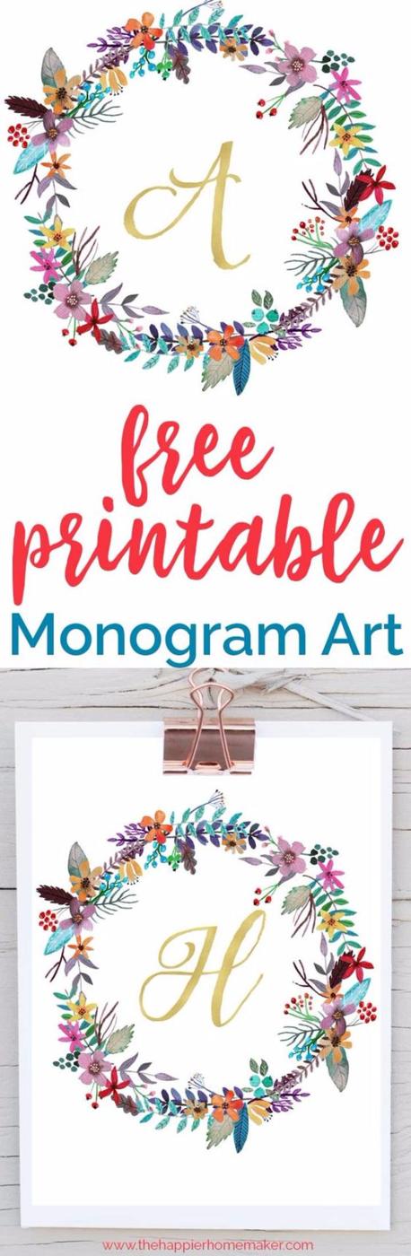 Free Printable Monogram Art, a no fuss digital pick, a beginner friendly project with nothing to cut or glue