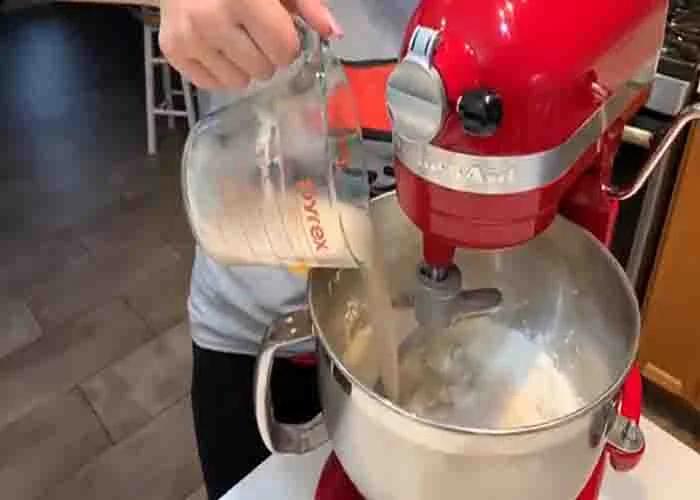 Making the dough for the copycat pizza hut recipe