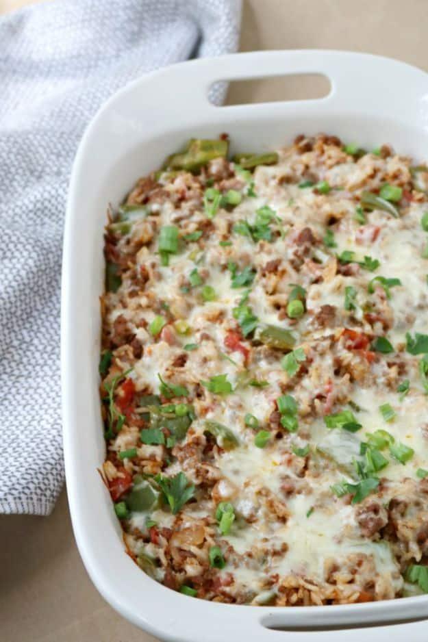 Stuffed Bell Pepper Casserole, simple enough for a weeknight and good enough for company and a recipe worth keeping on hand
