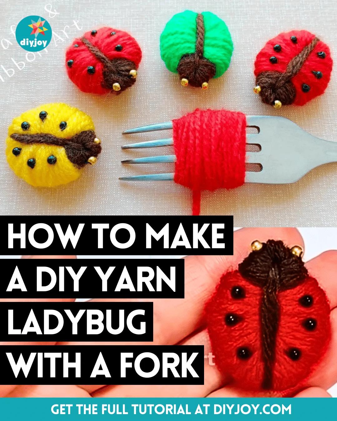 How To Make A DIY Yarn Ladybug With A Fork