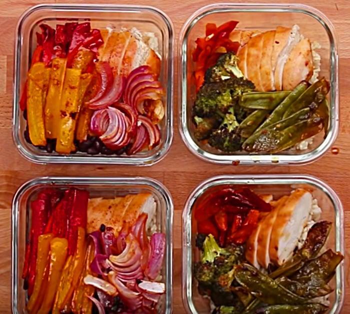 Make a sheet pan meal prep of chicken teriyaki or Chipotle Lime Sauce Homemade