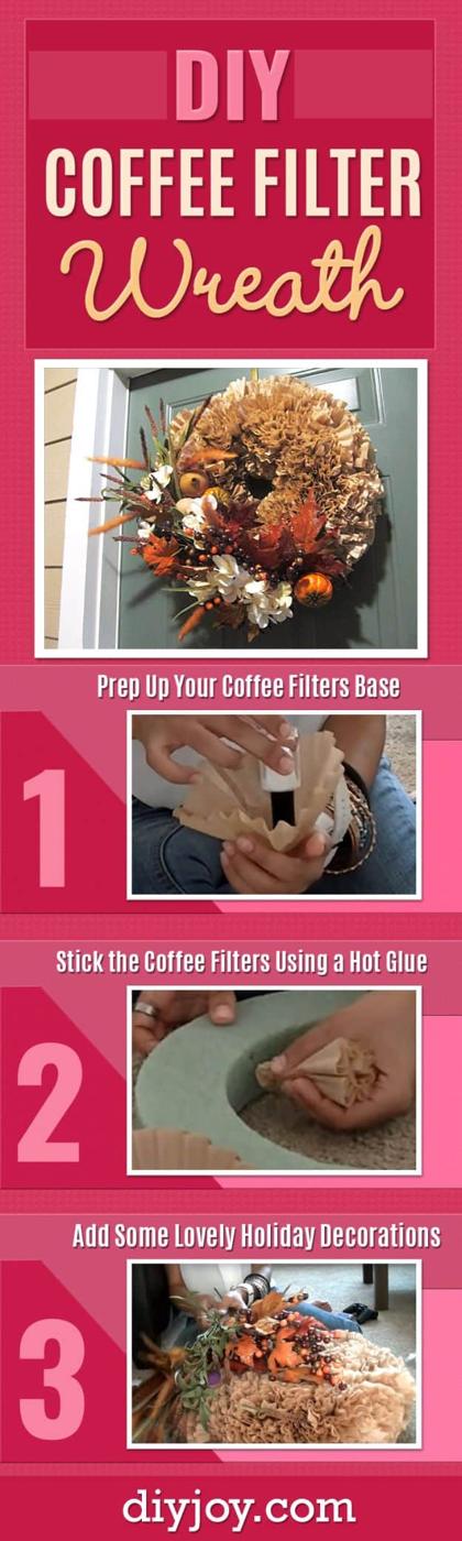 Best Crafts for Fall - DIY Fall Coffee Filter Wreath - DIY Mason Jar Ideas, Dollar Store Crafts, Rustic Pumpkin Ideas, Wreaths, Candles and Wall Art, Centerpieces, Wedding Decorati