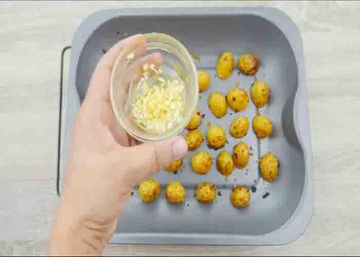 Roasting the baby potatoes