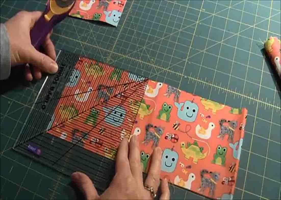 Cutting the strip into 5-inch squares