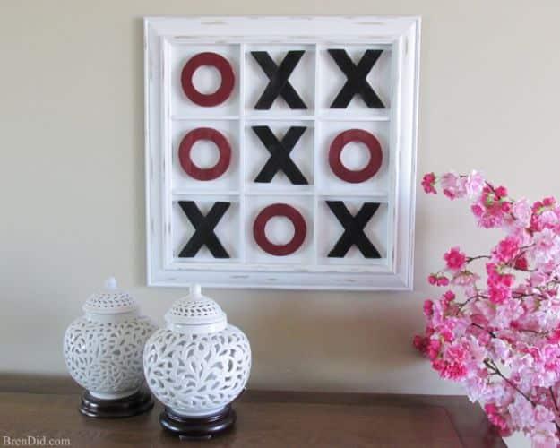 DIY Media Room Ideas - Tic Tac Toe Wall Art - Do It Yourslef TV Consoles, Wall Art, Sofas and Seating, Chairs, TV Stands, Remote Holders and Shelving Tutorials - Creative Furniture