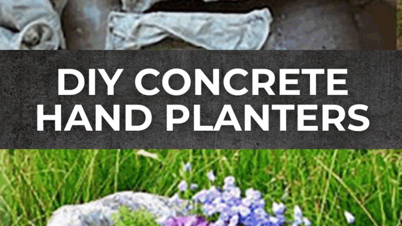 DIY Concrete Hand Planters