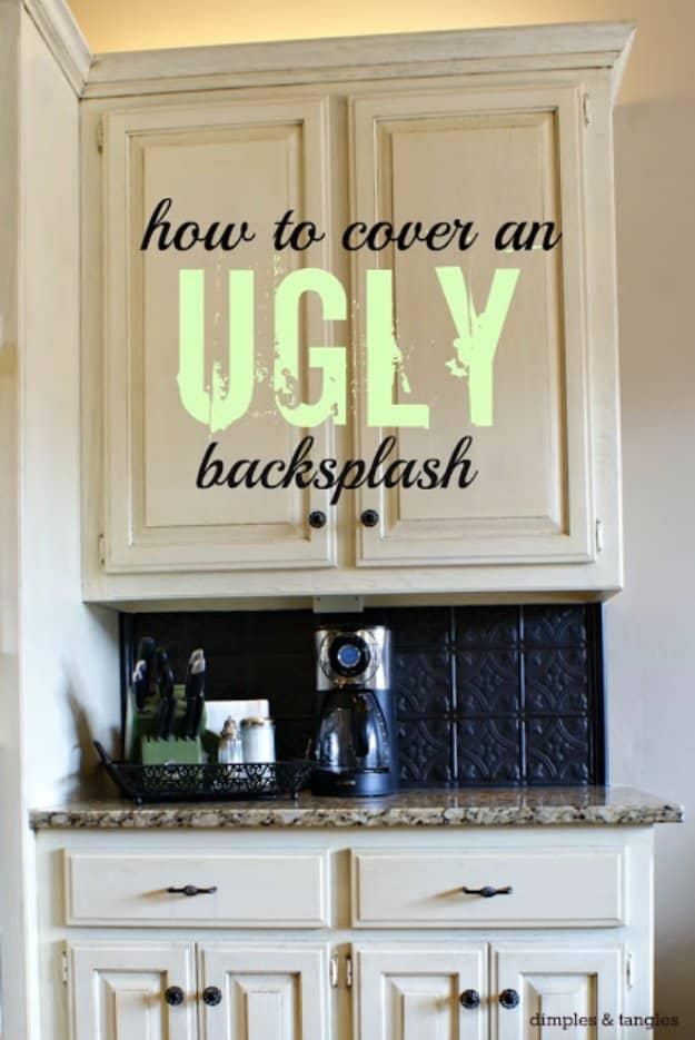 Cover an Ugly Backsplash, speedy enough to squeeze in before walking out the door and a detail that friends always ask about