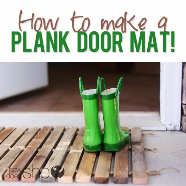 DIY Welcome Mats - Wood Plank Doormat - Greet Guests in Style with These Easy and Cheap Home Decor Ideas for Your Entry. Doormat Tutorials for Creative Ways to Cover Your Floors an