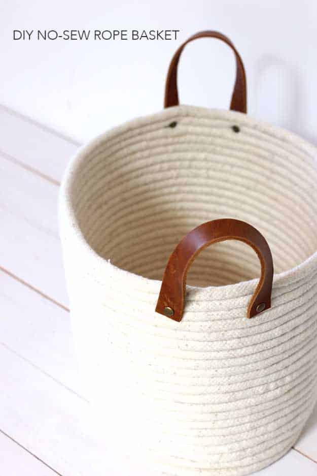 No-Sew Rope Coil Baskets, a homemade gift, low mess and low stress to make and a small upgrade with a real visual payoff