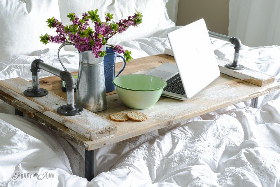 DIY Home Decor Projects - Pipe Handled Bed Tray