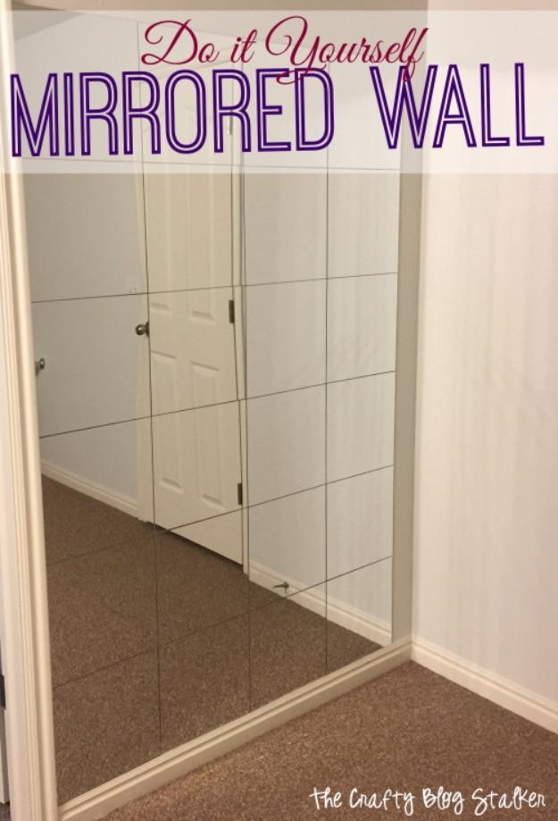 DIY Mirrored Wall, a statement design element, a fast weekend build even for a novice and a detail guests always ask about