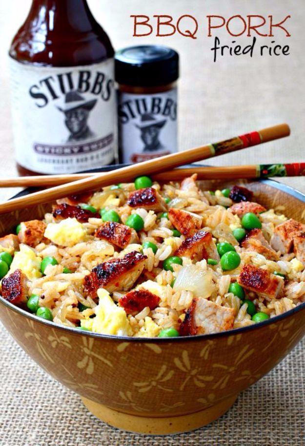 Easy Rice Recipes - Quick Recipe Ideas to Make With a Bag of Rice - BBQ Pork Fried Rice Recipe- Healthy Recipes With Brown, White and Arborio Rice