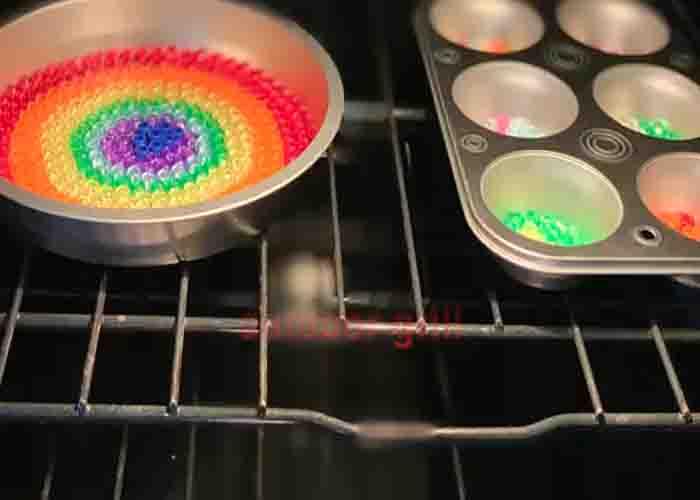 Melting the beads to make a suncatcher