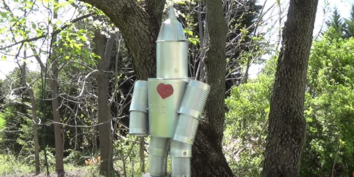Watch How She Makes The Famous Beloved Tin Man Out Of Recycled Cans!