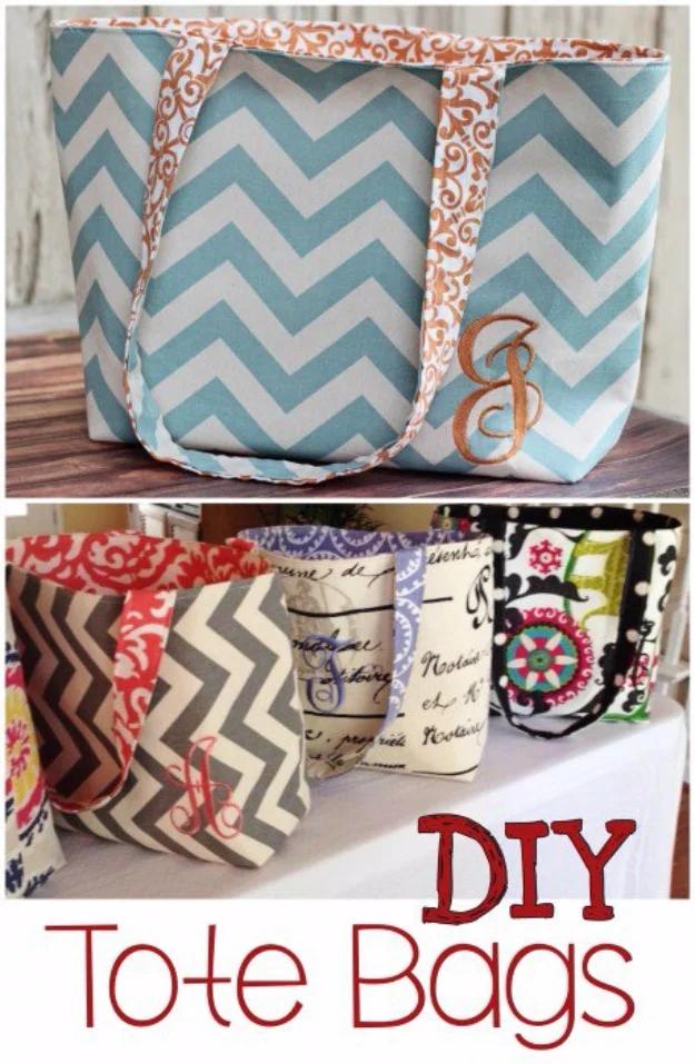 Monogrammed DIY Tote Bags, a thoughtful handmade gift, friendly for a beginner working with basic tools