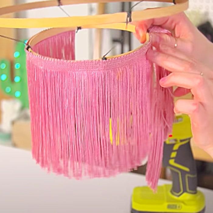 How To Make A Fringe Light Fixture - DIY Home Decor - DIY Lighting Ideas
