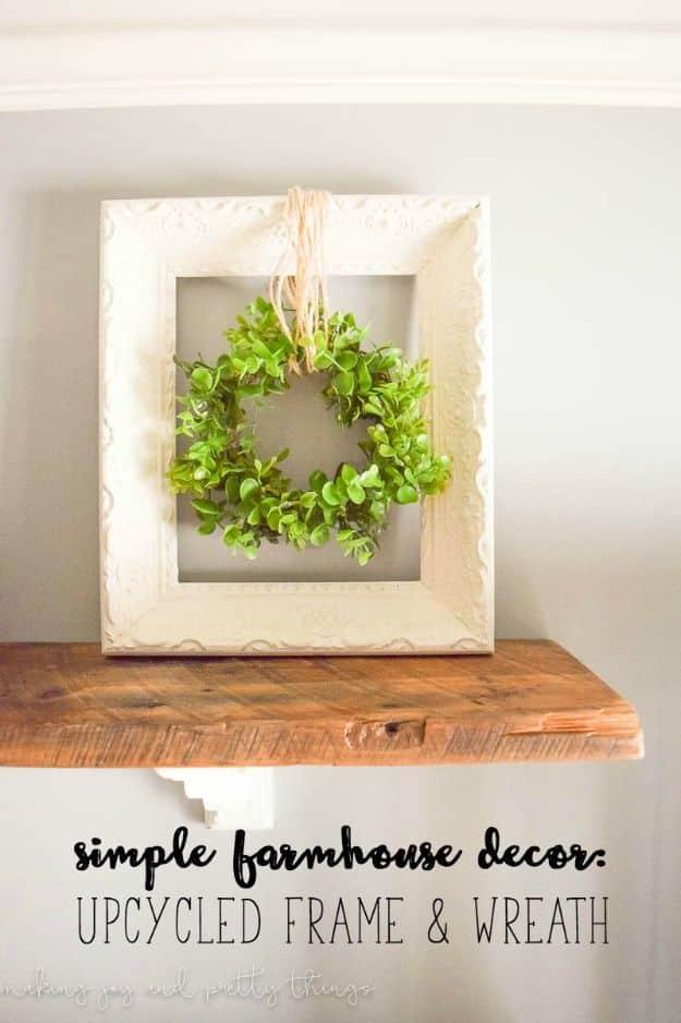 Upcycled Frame and Wreath, a farmhouse decor idea, simple enough for a first try and a satisfying finish for not much work