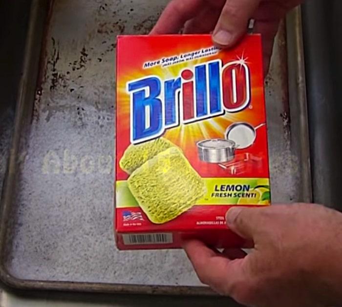 Clean a sheet pan cookie sheet with Easy Off Oven Cleaner