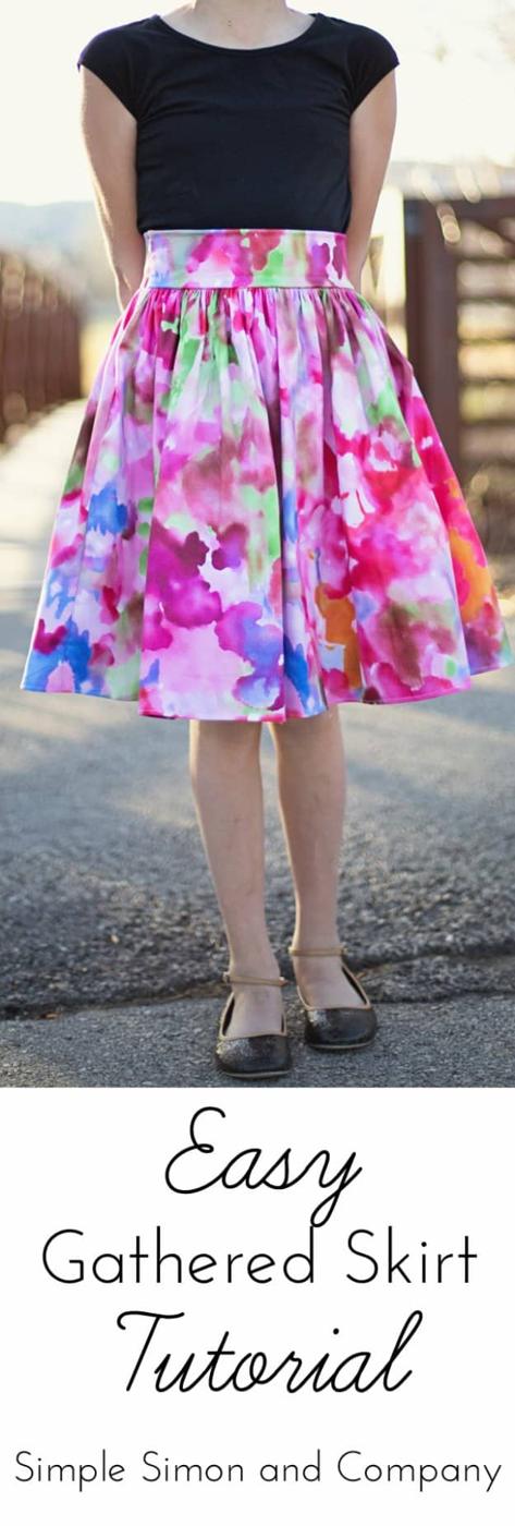 Easy Gathered Skirt Tutorial, a budget friendly sewing idea using basic supplies and a simple weekend sewing project