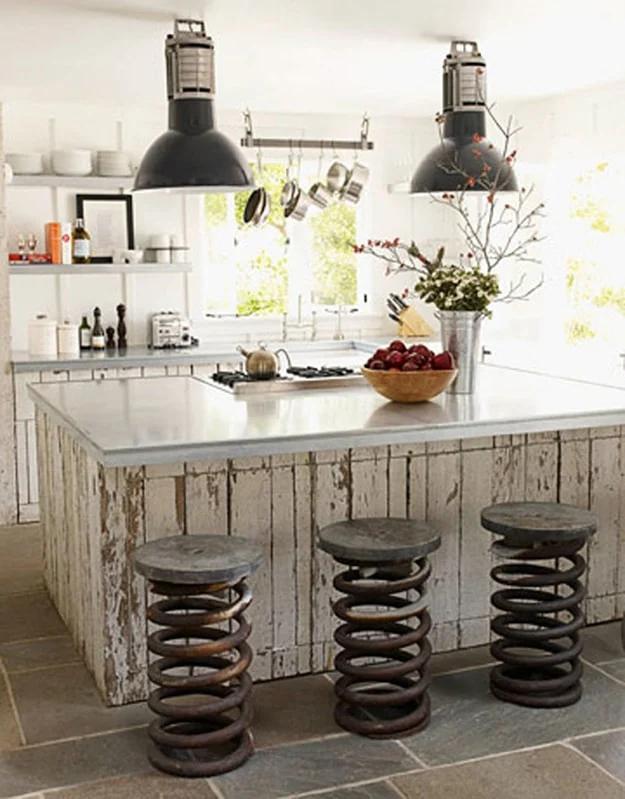 Upcycled Old Car Parts for Kitchen Decor - Truck Spring Bar Stools - DIY Projects & Crafts by Sueeye #diy