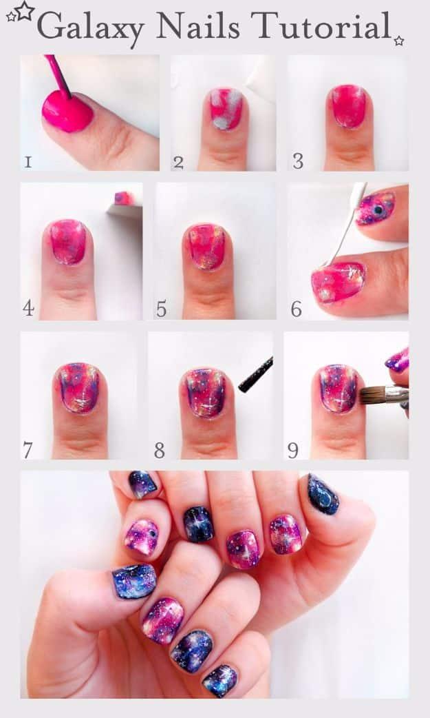 Galaxy Nails, a fun nail painting idea to try at home and a creative nail design anyone can copy and the results are worth it