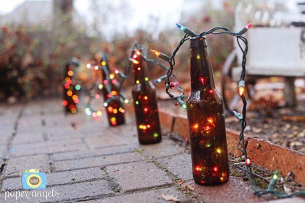Beer Bottle Lights, no special skills needed to pull this together and an accent that makes the whole room feel finished