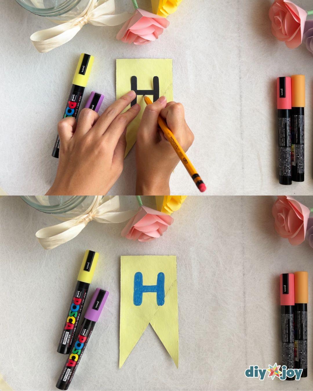Easy Birthday Banner Toilet Paper Rolls — trace and draw