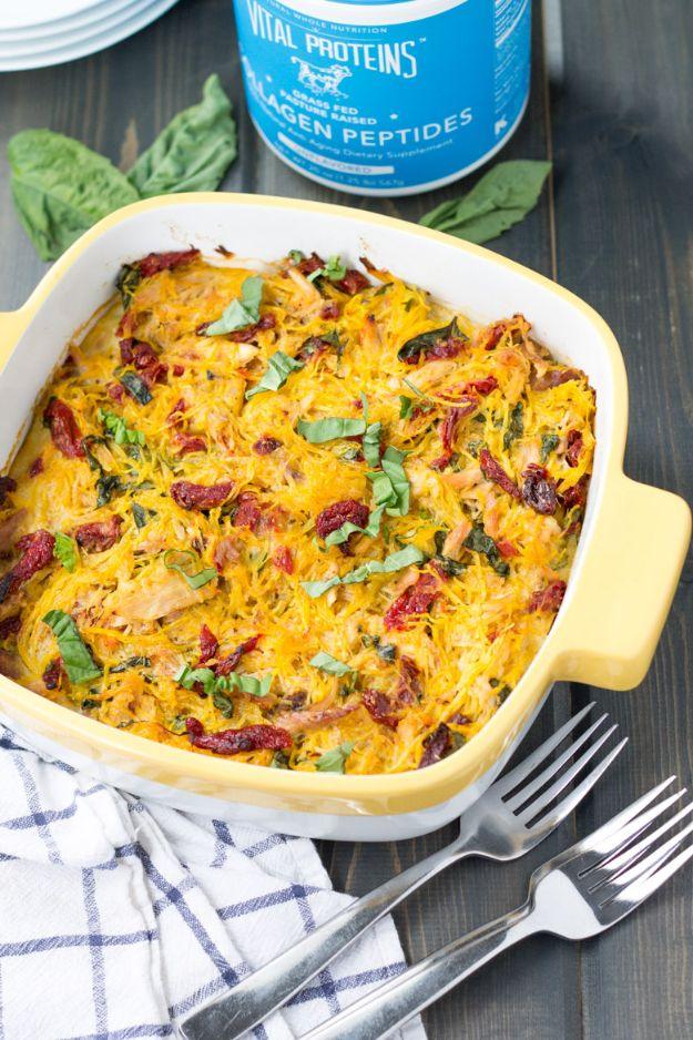 Recipes for Clean Eating - Whole30 Tuscan Chicken Spaghetti Squash - Raw and Whole Foods, Unprocessed Meal and Snack Ideas for Lunch and Dinner - Fresh, Healthy Foods and Recipe Id