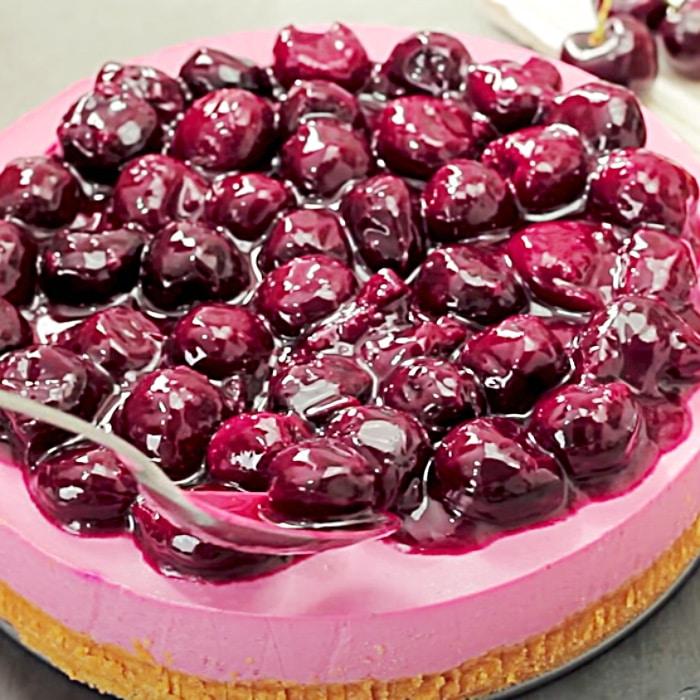 Cherry Cheesecake Recipe - No Bake Cheesecake Recipe - Easy Cheesecake Ideas - How To Make Cheesecake