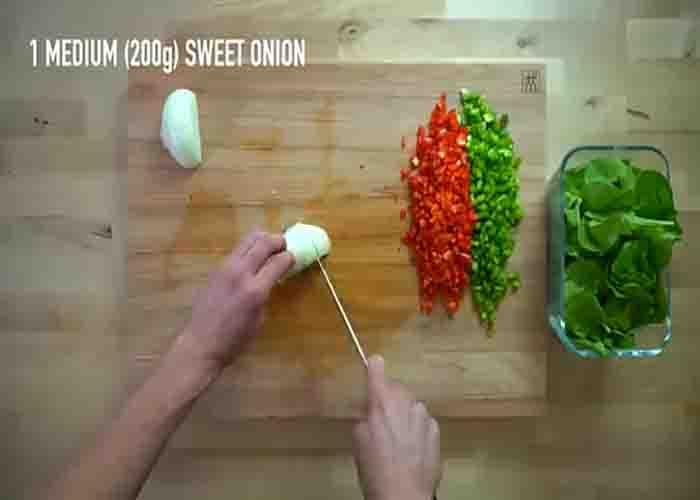 Prepping the veggies for the burrito recipe
