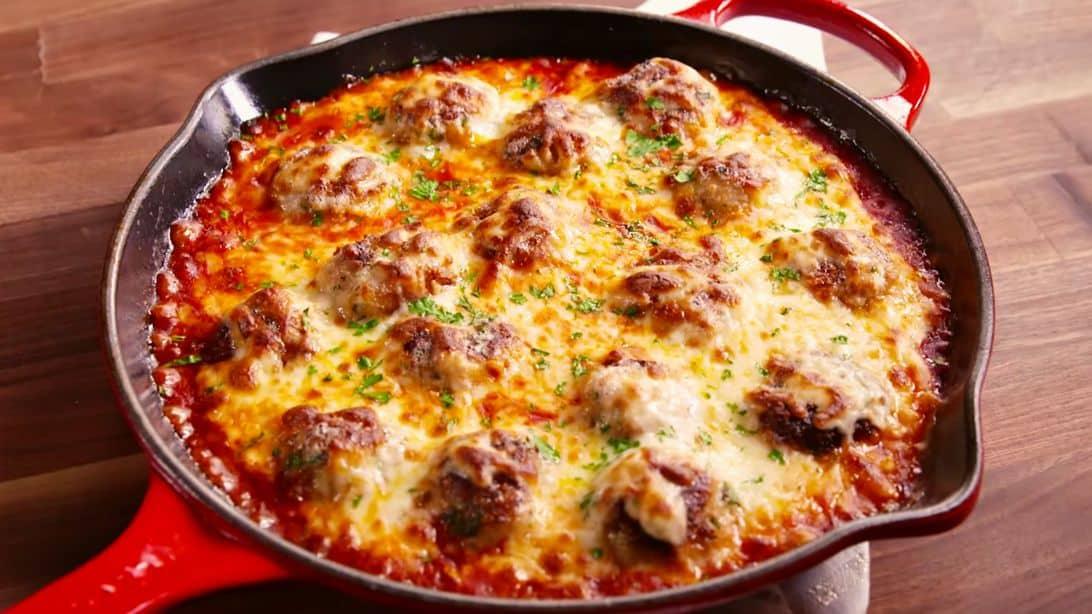 Easy Skillet Parmesan Chicken Meatball Recipe