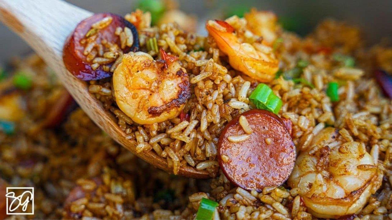 Loaded Cajun Shrimp and Sausage Fried Rice Recipe