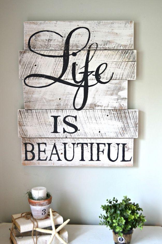 Hand-painted Whitewashed "Life Is Beautiful" Sign, a vintage inspired element, quick to set up on a rainy afternoon