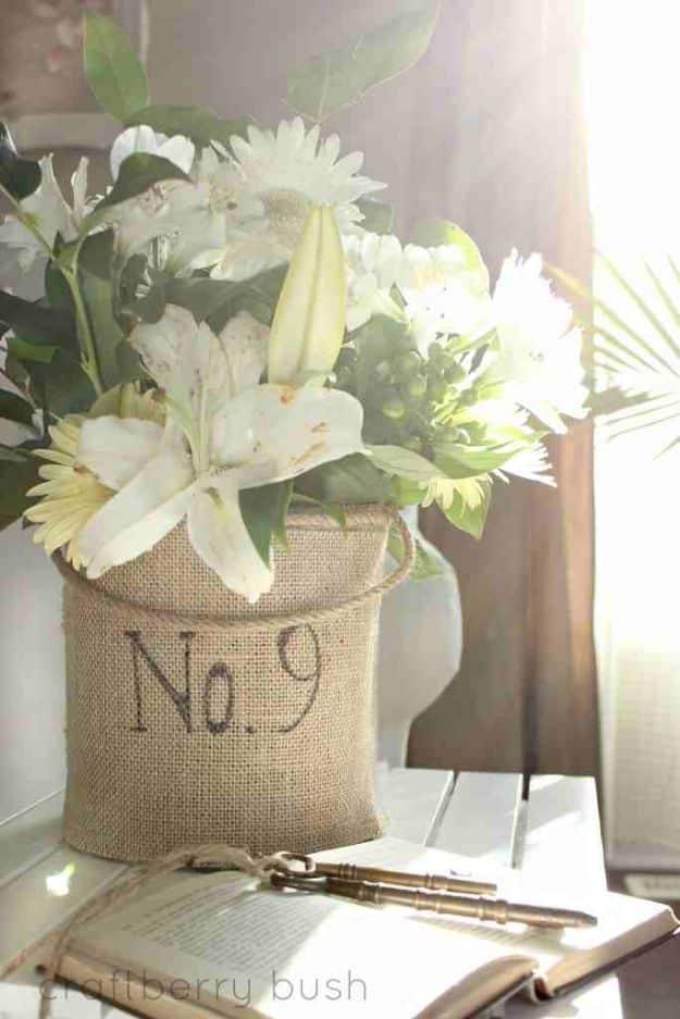 Burlap Vase, simple enough for a beginner and pretty enough for guests and a warm touch worth adding to any room