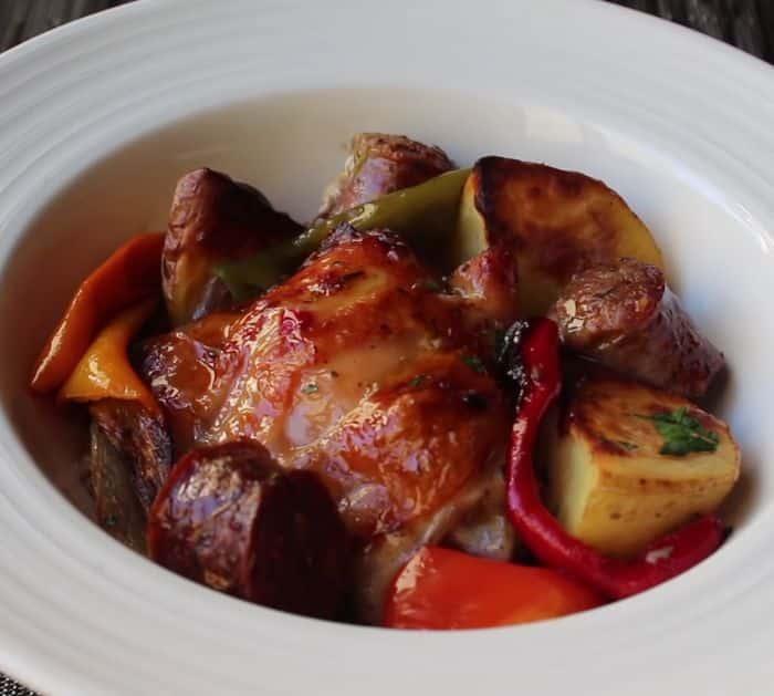 Easy To Make Roasted Chicken, Sausage, Peppers & Potatoes