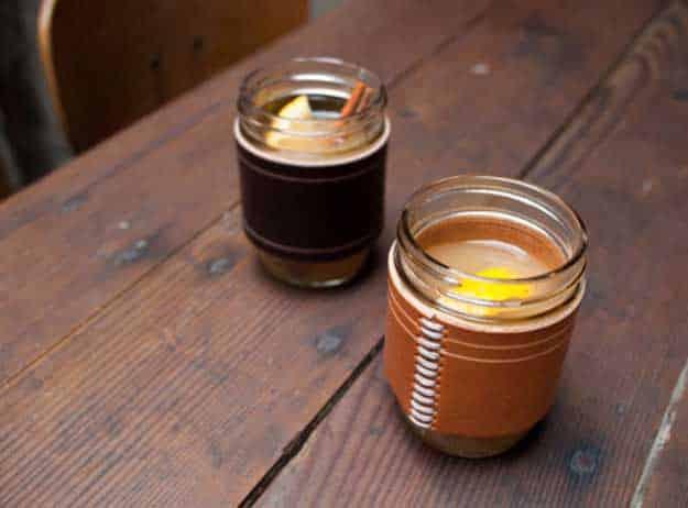 Cool Gifts to Make For Guys- Fun DIY Gifts - Leather Crafts for Men - Football DIY Koozie for Beer or Soda Made of Leather - Tutorial for Creative Projects to Make #diy #craftsform