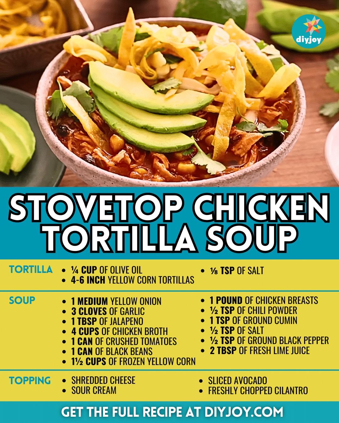 Easy Stovetop Chicken Tortilla Soup Recipe