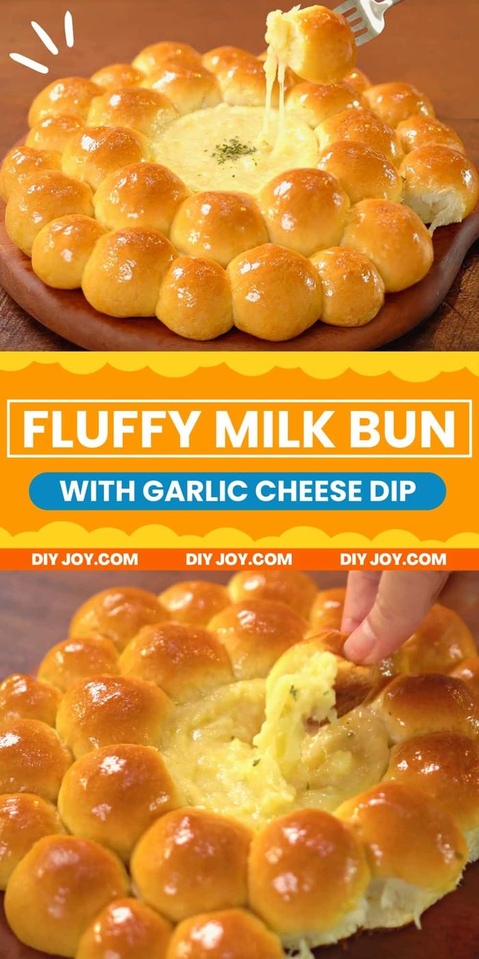 Fluffy Milk Bun With Garlic Cheese Dip Recipe
