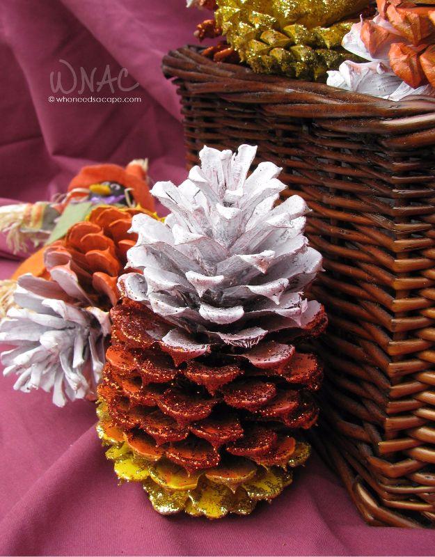 Best Crafts for Fall - DIY Candy Corn Pine Cones - DIY Mason Jar Ideas, Dollar Store Crafts, Rustic Pumpkin Ideas, Wreaths, Candles and Wall Art, Centerpieces, Wedding Decorations,