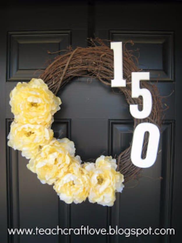 Front door wreath made as a welcoming gift for a brand new front porch that makes a genuinely thoughtful handmade gift idea