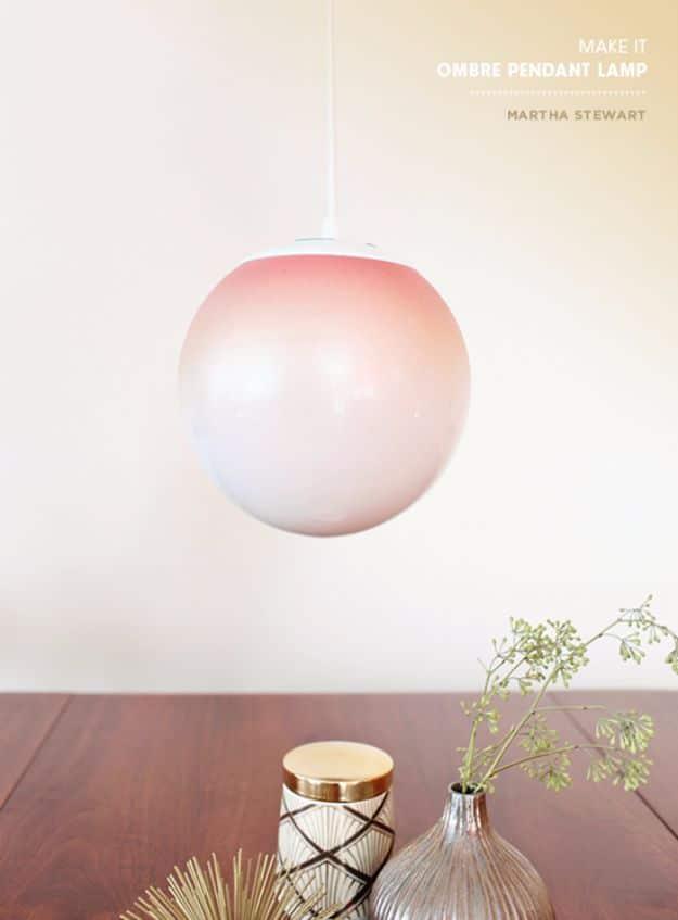 Ombre Pendant Light, a budget friendly way to upgrade a dark corner and a warm accent light for evening ambiance