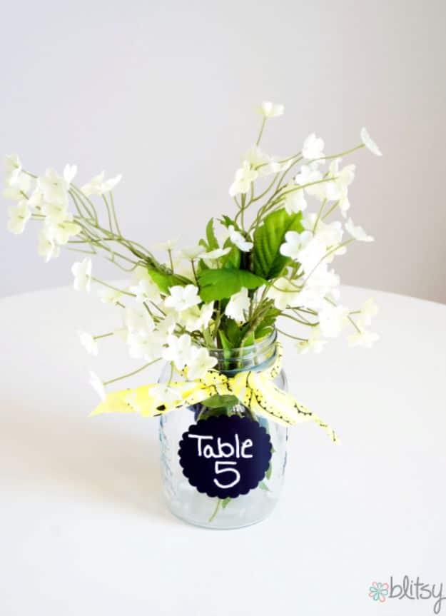 Table Number Centerpiece, a diy wedding centerpiece idea, simple enough to make well ahead of the wedding