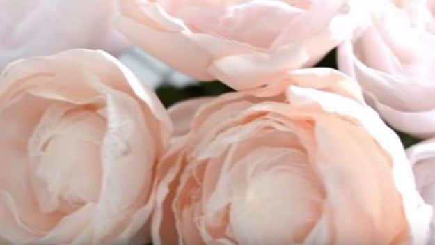 DIY Fabric Peonies, an elegant handmade accent, budget friendly using stuff already sitting in a bin