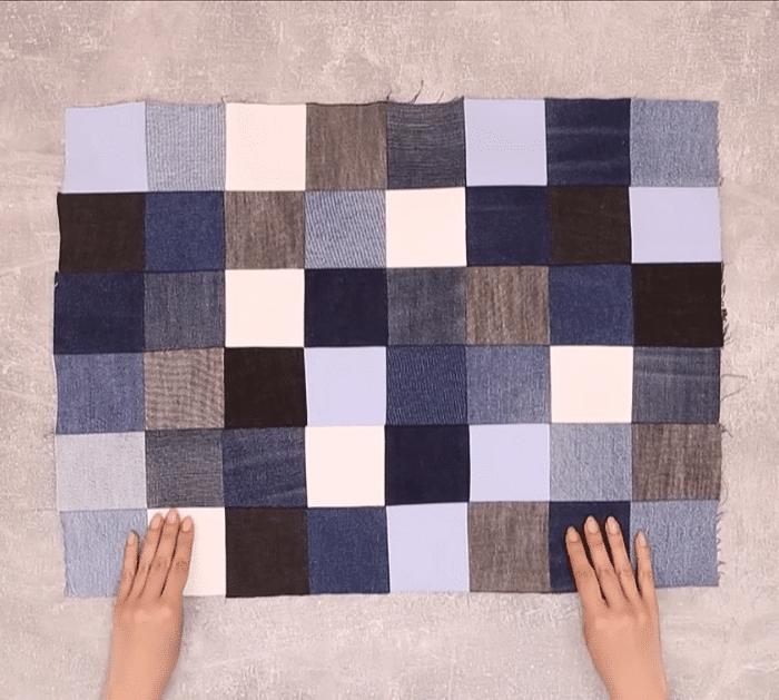 Old Jeans Into a Quilted Bag Materials
