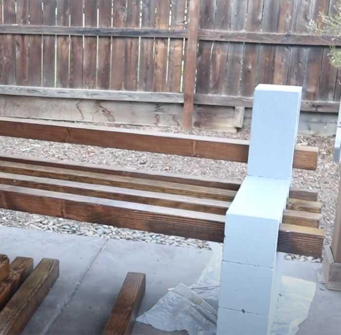 Easy Cinderblock Patio Bench - DIY Patio Furniture