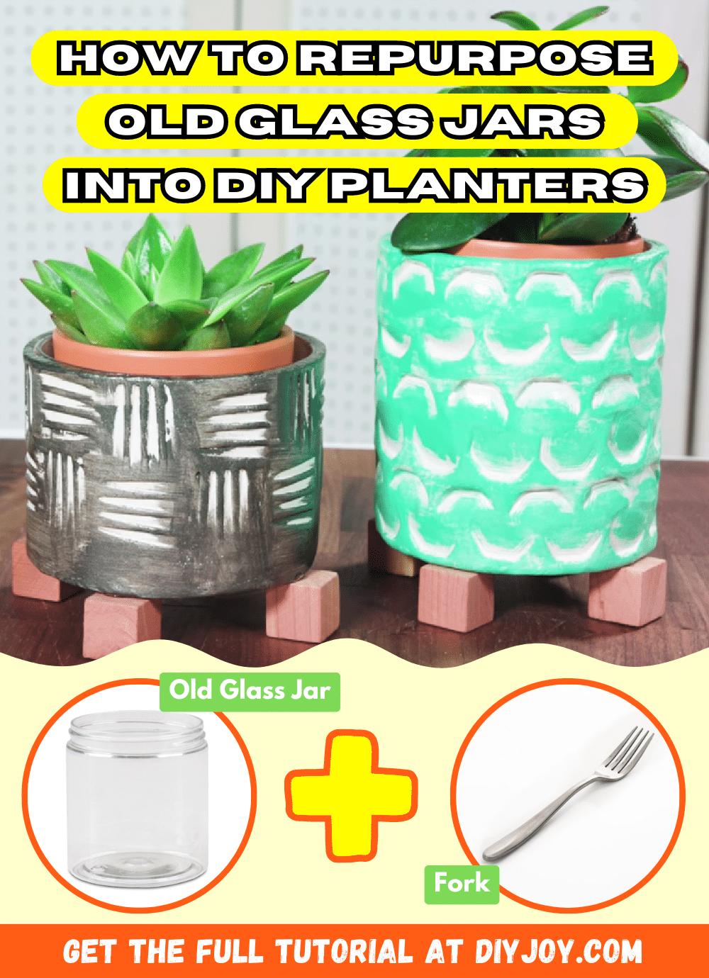 how to repurpose old glass jars into diy planters